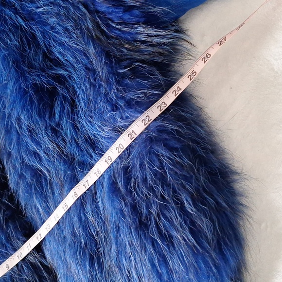 Blue Leather & Rabbit Fur Coat - Picture 10 of 12